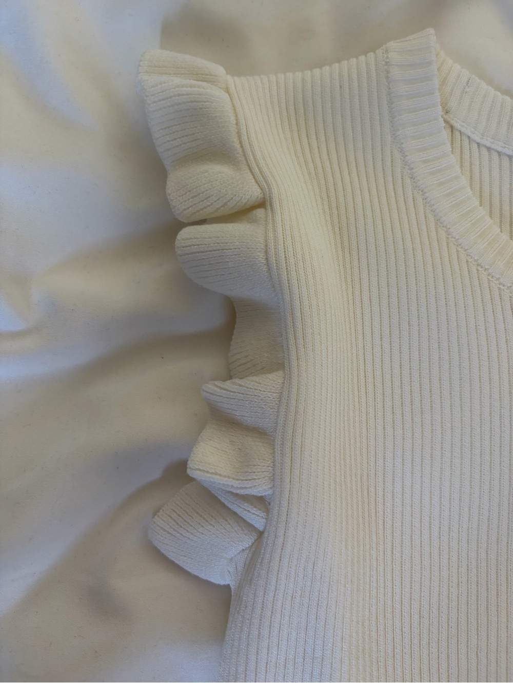 White Ruffle Tank Top - Picture 4 of 5
